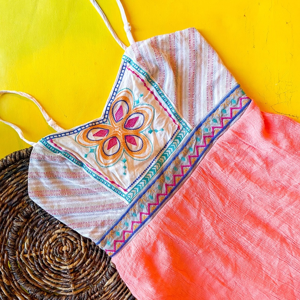 Flying Tomato Pink Embroidered Mini Dress▪Size M